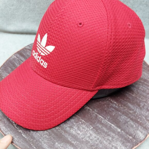 Adidas Red Trefoil Logo Baseball Cap With Breathable Mesh Design L/XL - Picture 2 of 14